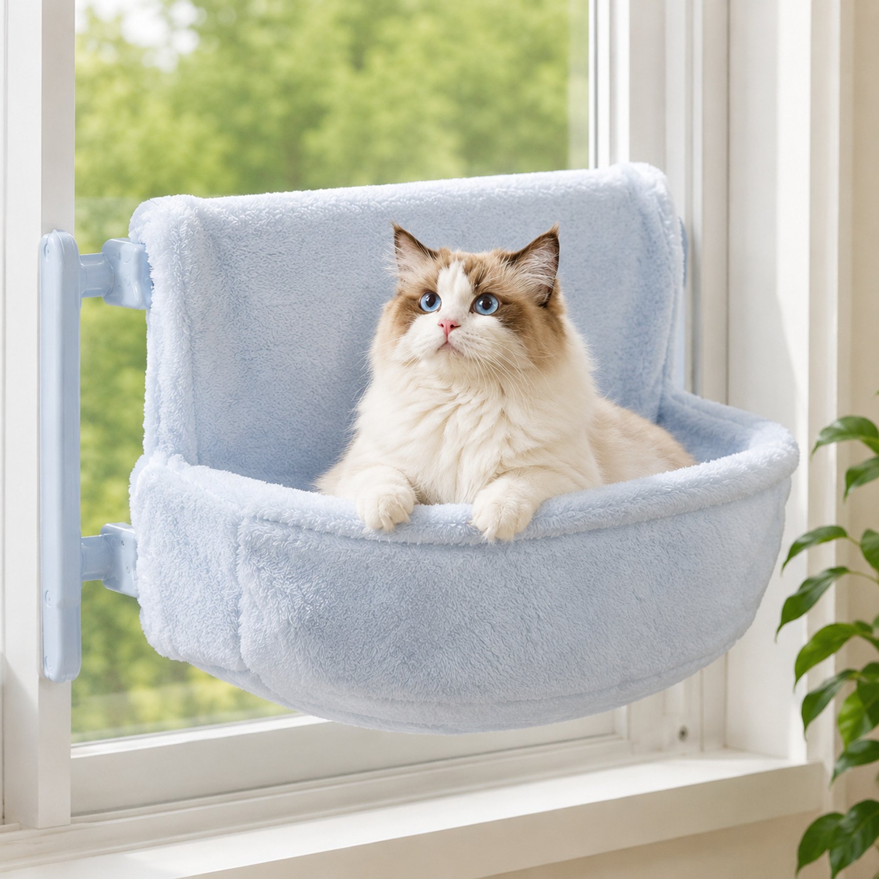NonoPets Soft Plush Radiator Mount Hanging Curved Lounger Hammock Bolster Dog & Cat Bed, Dark Grey