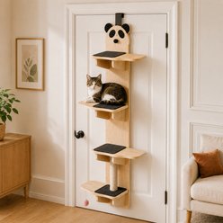 NonoPets Panda Shaped 66.93-in Hanging Scratching Post Floor to Ceiling Cat Scratching Post & Hanging Pom-Pom Toy