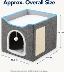 NonoPets Polyester Felt Foldable Machine Washable Covered Cat Litter House, Blue slide 2 of 8
