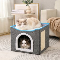 NonoPets Polyester Felt Foldable Machine Washable Covered Cat Litter House, Grey