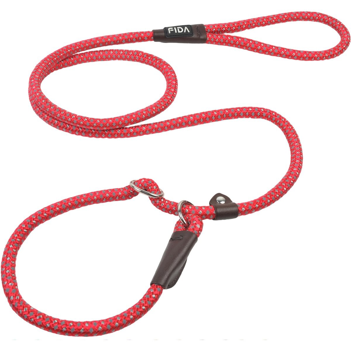 FIDA Rope Slip Training Dog Leash, 6-ft long, 1/2-in wide, Red
