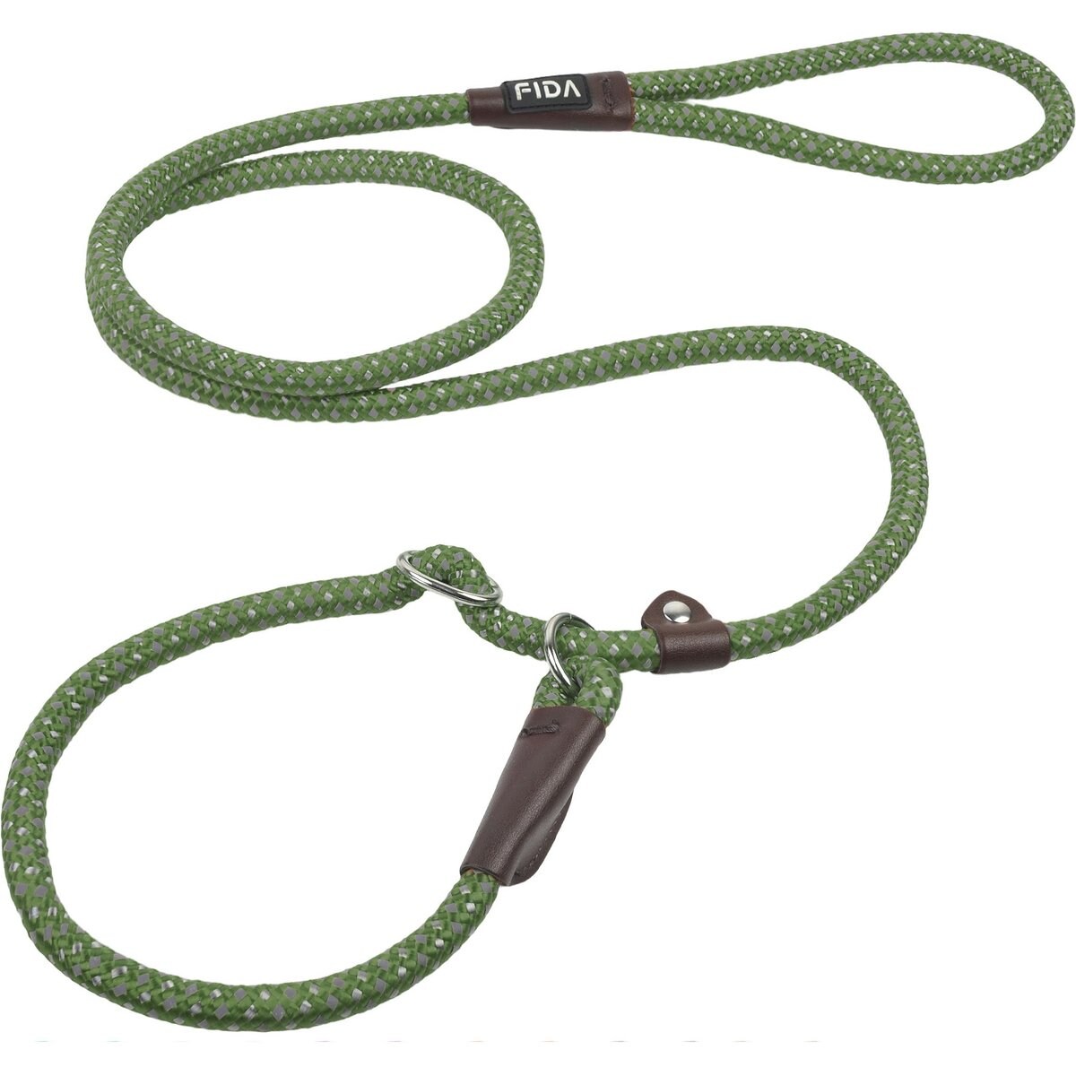 FIDA Rope Slip Training Dog Leash, 6-ft long, 1/2-in wide, Green