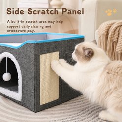 NonoPets Polyester Felt Foldable Removable Washable Base Covered Cat Bed with Scratching Panel, Brown, Medium slide 2 of 8