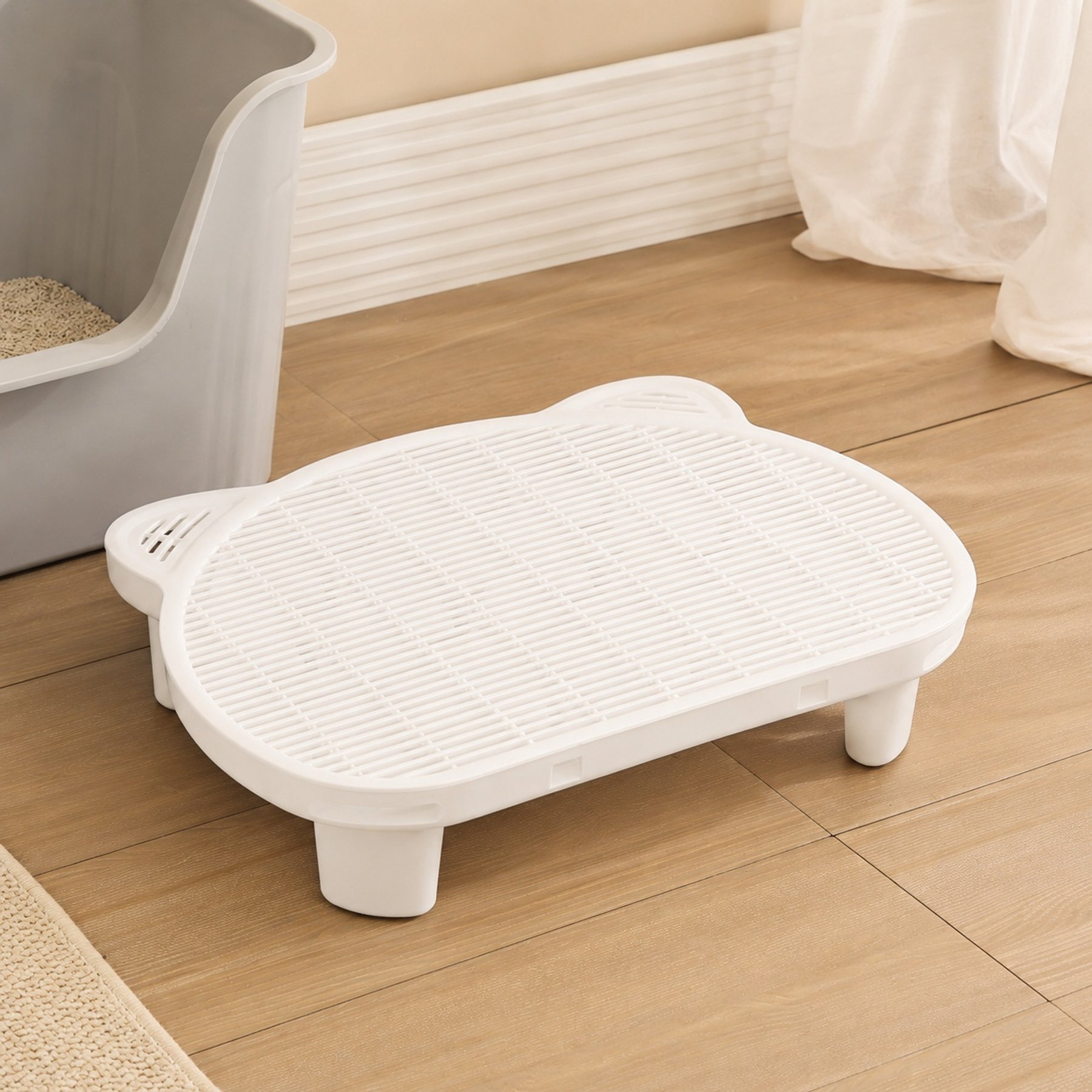 NonoPets Washable Double Layer Leakproof Dog & Cat Litter Pad, White, Small