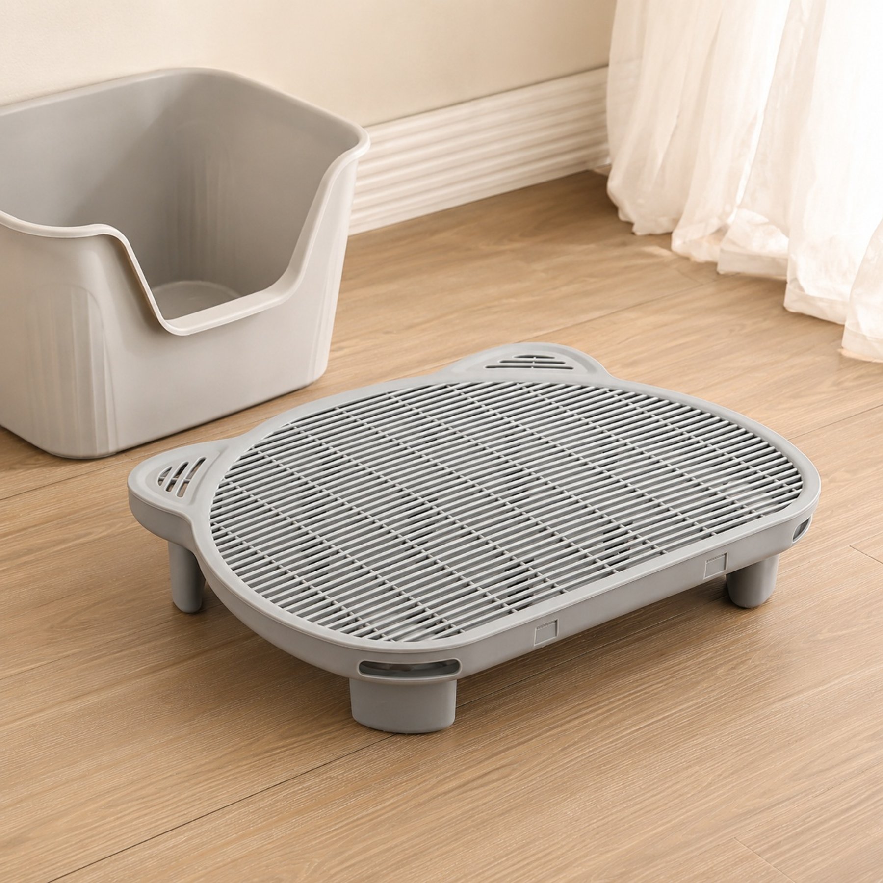 NonoPets Washable Double Layer Leakproof Dog & Cat Litter Pad, Grey, Small