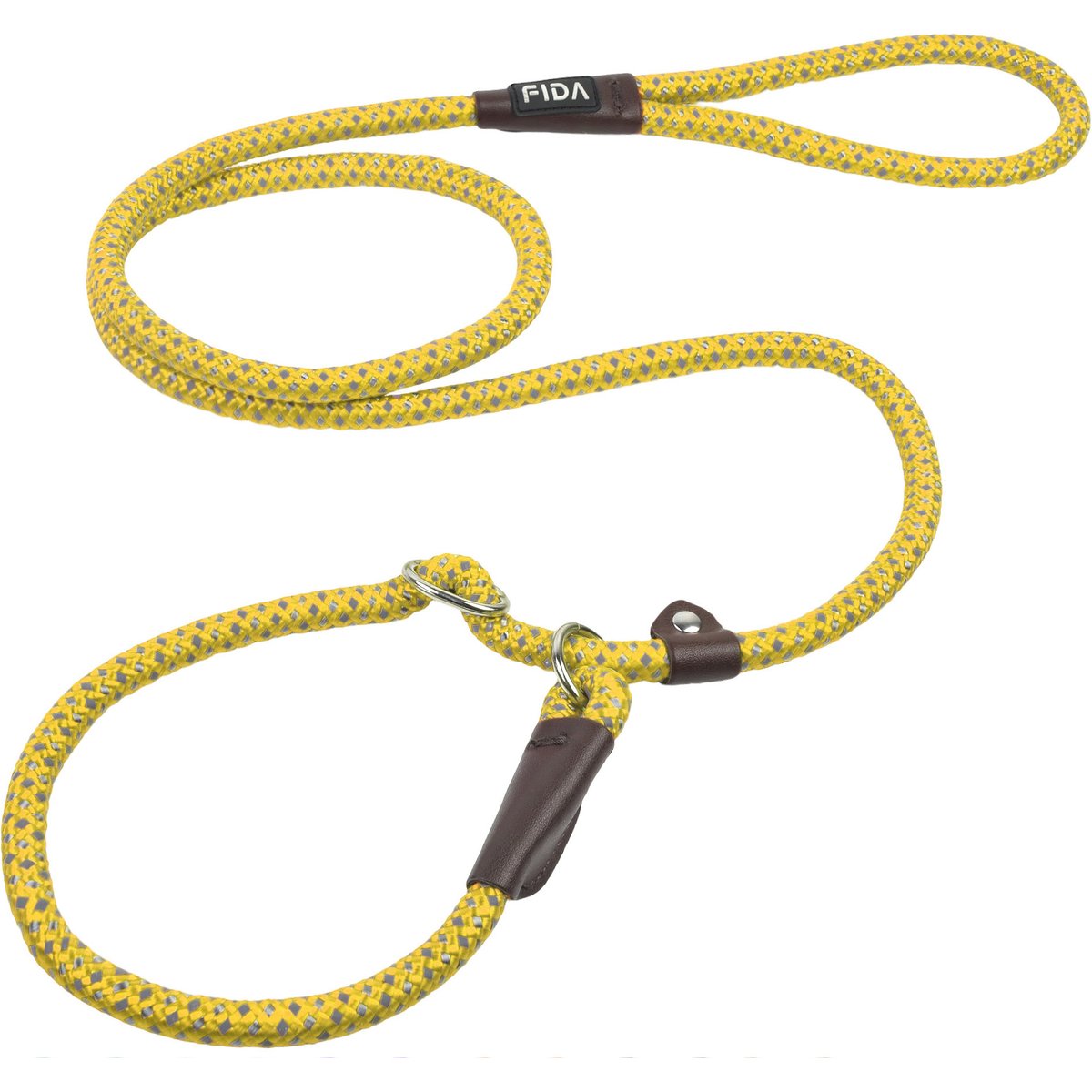 FIDA Rope Slip Training Dog Leash, 6-ft long, 1/2-in wide, Yellow