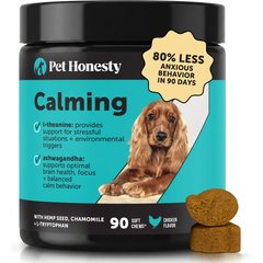 Pet Honesty Calming Hemp Chicken Flavored Calming & Anxiety Chews Supplement for Dogs, 90 count