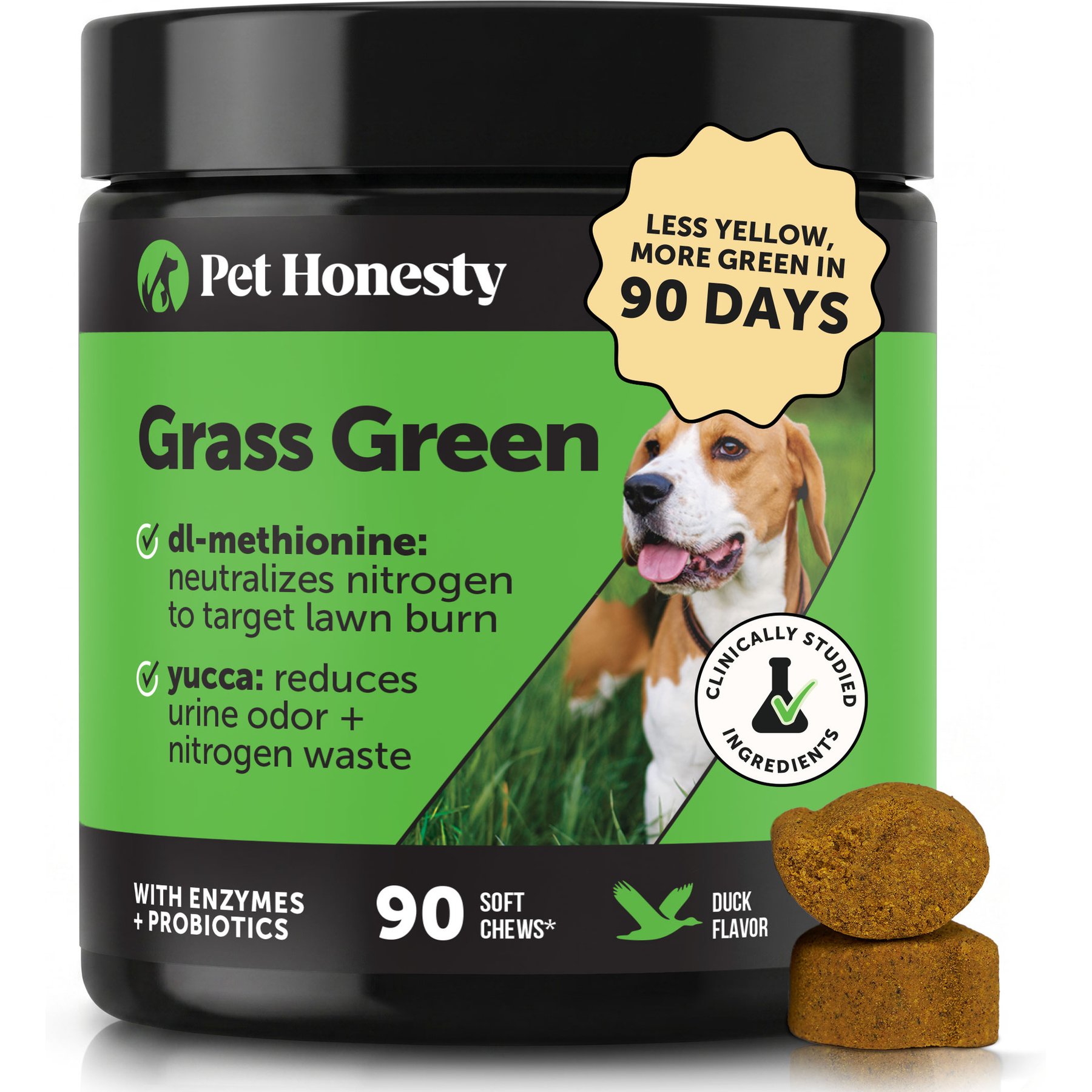 Pet Honesty Grass Green Duck Flavor Burn Spot Urine Neutralizer Soft Chews Digestive Supplement for Dogs, 180 count bundle