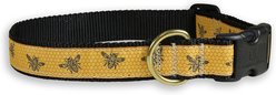 Belted Cow Company Honey Bees Ribbon Dog Collar, Large: 22 to 26-in neck, 1-in wide