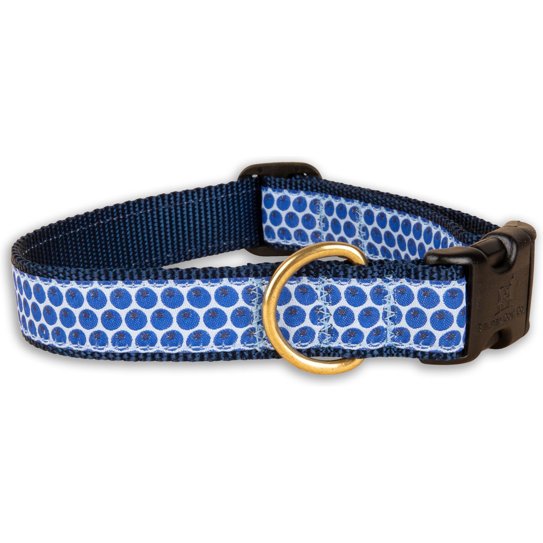 Belted Cow Company Blueberries Ribbon Dog Collar, Medium: 18 to 22-in neck, 1-in wide
