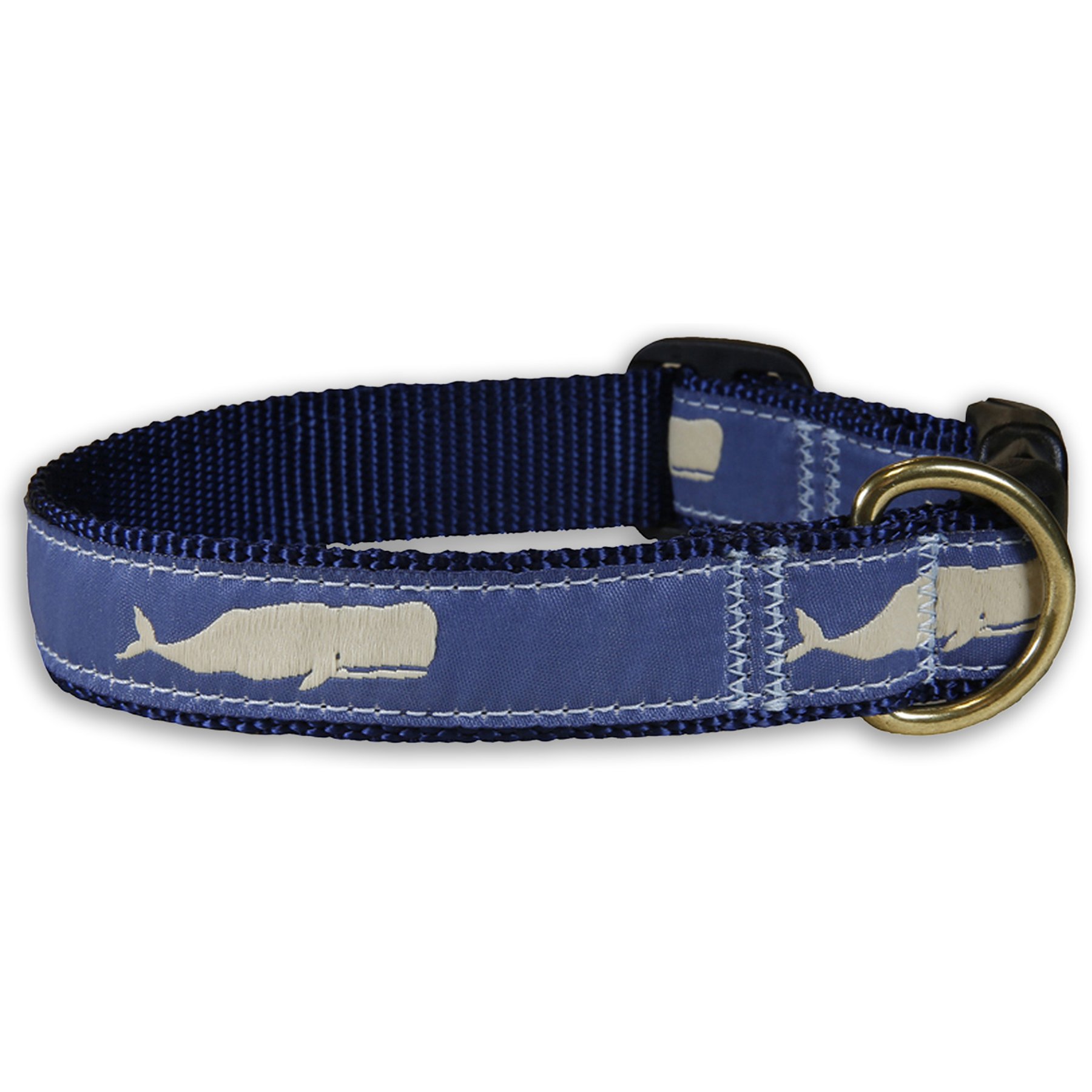 Belted Cow Company Moby Whale Ribbon Dog Collar, Medium: 18 to 22-in neck, 1-in wide