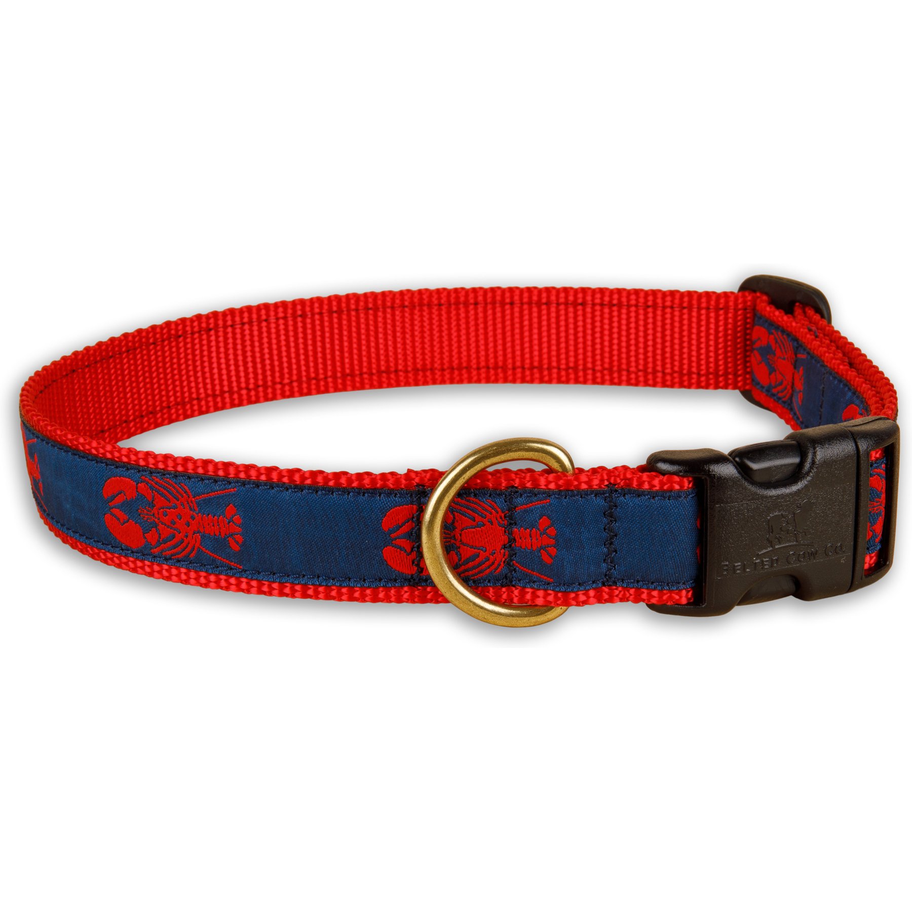 Belted Cow Company Lobster Ribbon Dog Collar, Medium: 18 to 22-in neck, 1-in wide