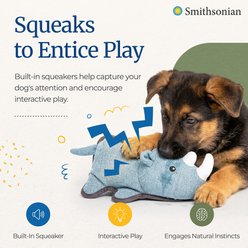 Smithsonian Quilted Safari Durable Elephant & Rhino Box Set Plush Dog Toy with Squeaker, Medium, 2 count slide 2 of 6