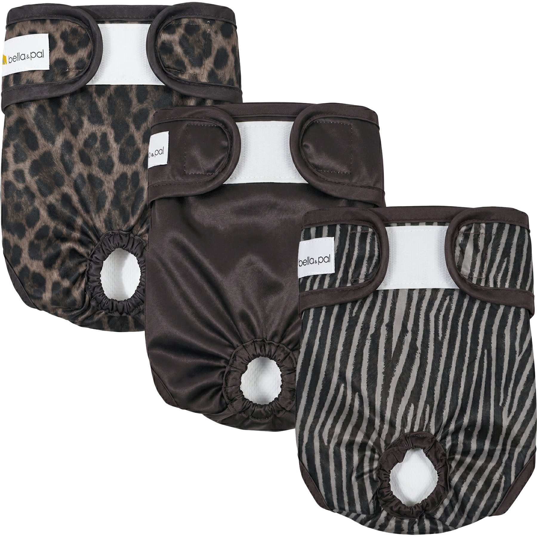 Bella & Pal Washable Belly Band Female Dog Wrap, Cocoa Leopard, 3 count, X-Small: 7 to 10-in waist