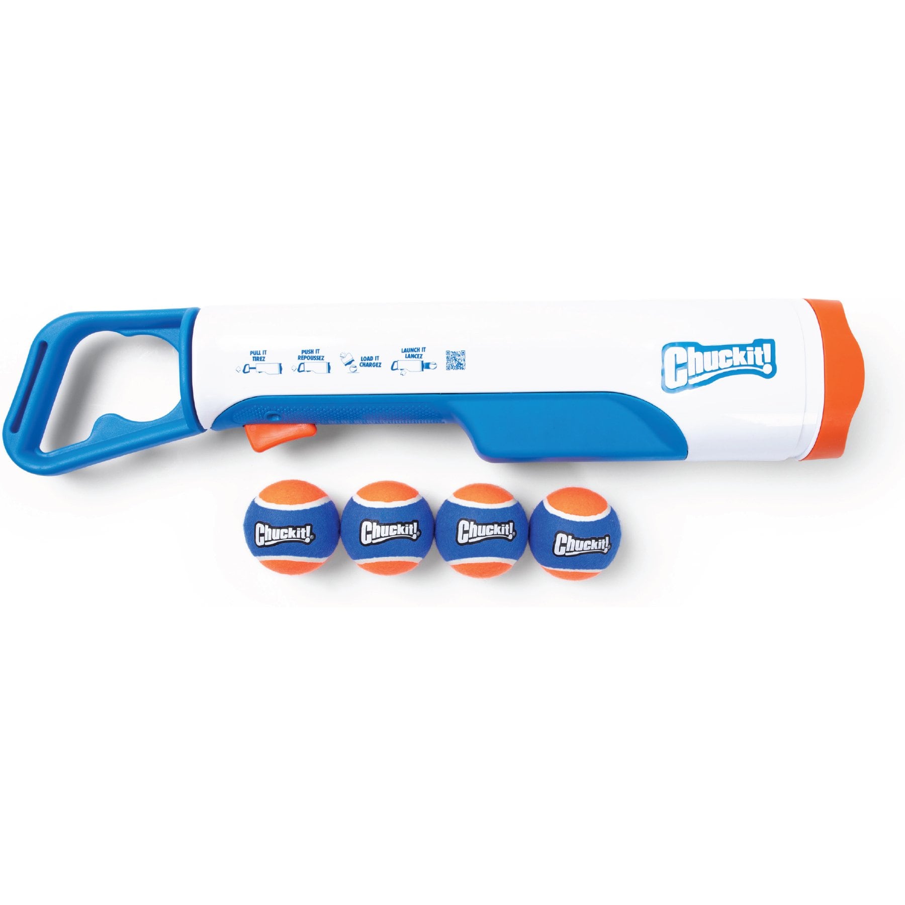 Chuckit! MX Cannon Chasers Dog Toy with 4 Balls, Multicolor, Medium: 24-in