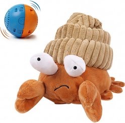 SOLOWINNER Electric Bouncing Automatic Squeaky Interactive Moving Hermit Crab Plush Dog & Cat Toy