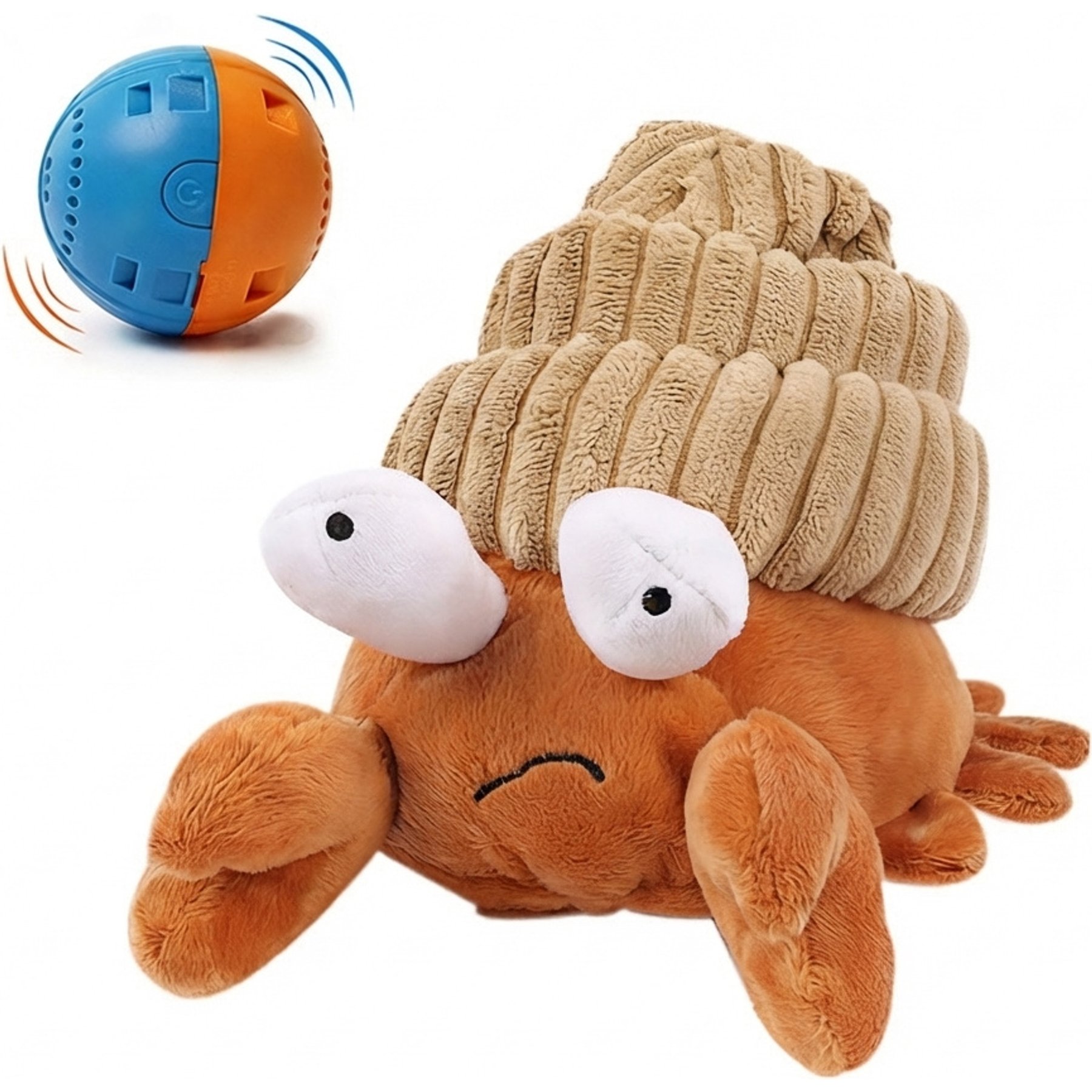 SOLOWINNER Electric Bouncing Automatic Squeaky Interactive Moving Hermit Crab Plush Dog & Cat Toy
