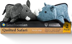 Smithsonian Quilted Safari Durable Elephant & Rhino Box Set Plush Dog Toy with Squeaker, Medium, 2 count slide 1 of 6