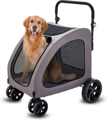 Bencmate 4 Wheels Portable Breathable Carrier Dog & Cat Pet Stroller, Grey, 34.06 x 25.2 x 7.68-in