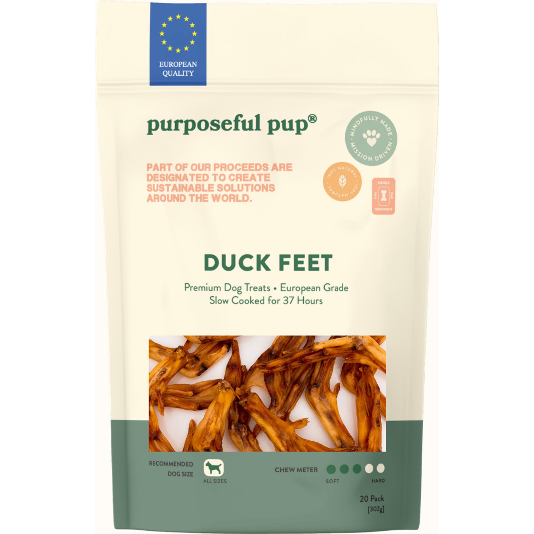 Purposeful Pup Duck Feet Natural Dog Chew, 20 count