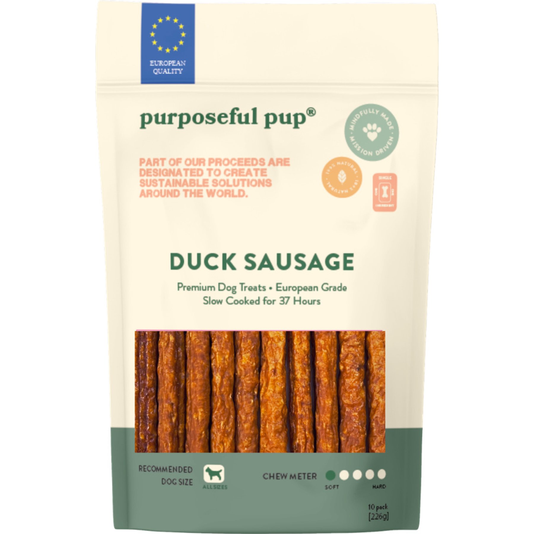 Purposeful Pup Grain-Free Duck Sausage Soft & Chewy Dog Treats, 10 count