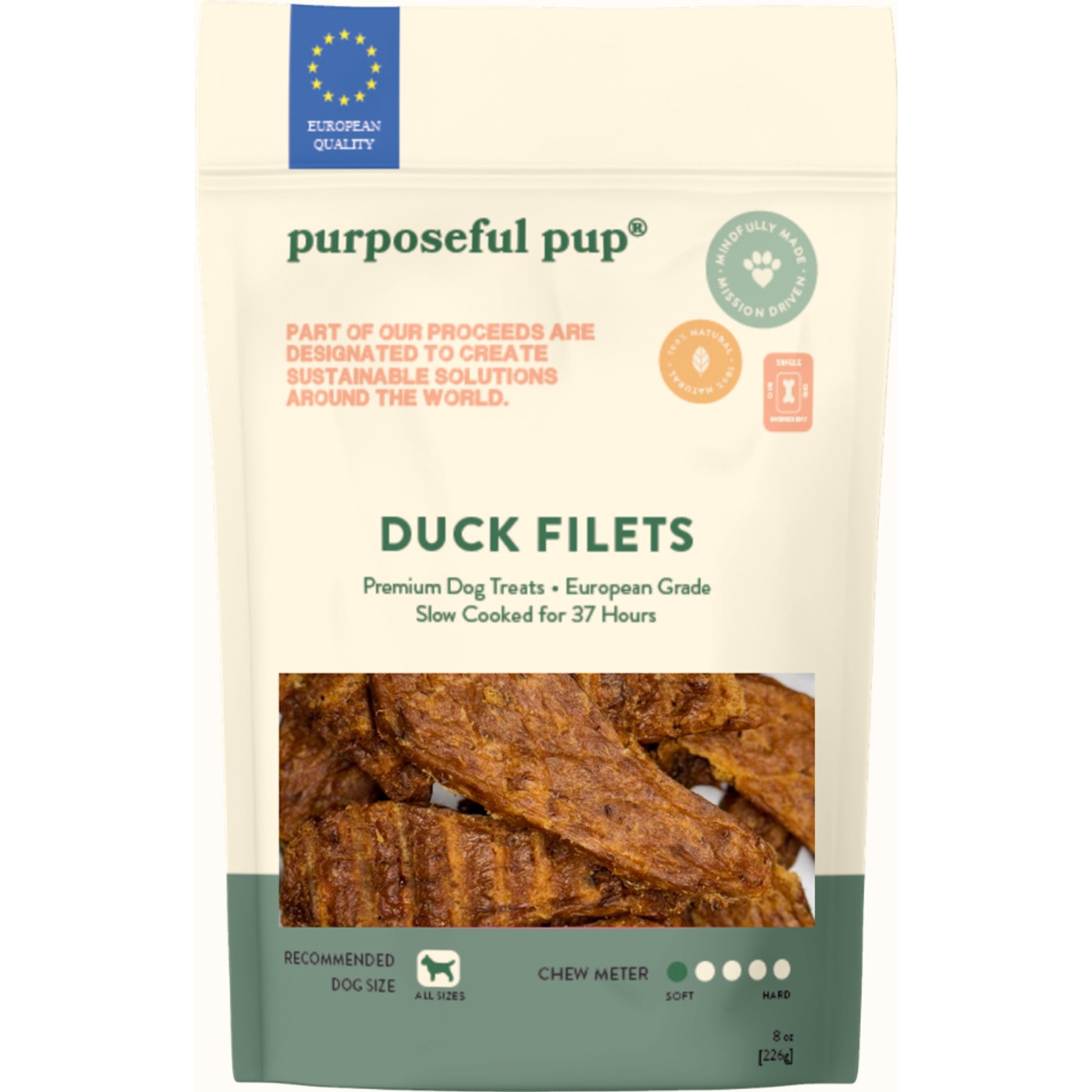 Purposeful Pup Grain-Free Duck Filet Jerky Dog Treats, 8-oz bag