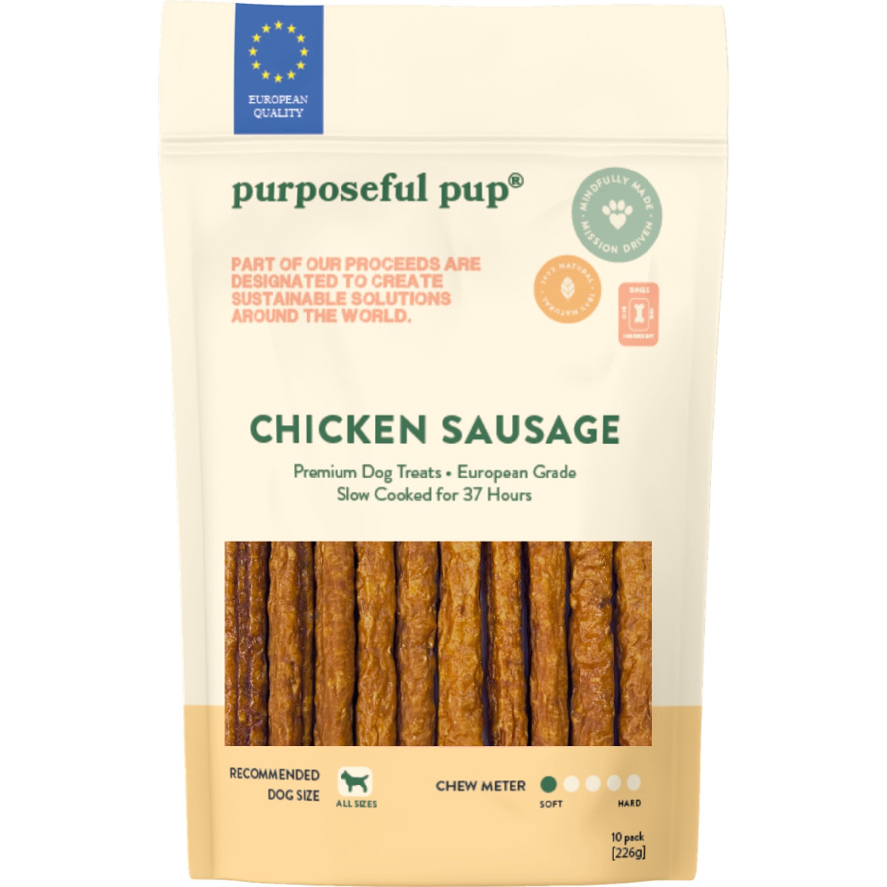 Purposeful Pup Grain-Free Chicken Sausage Soft & Chewy Dog Treats, 10 count