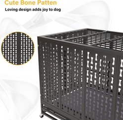 Lemberi Indestructible Dog Crate with Soft Pad & Lockable Wheels, Black, 47.2x 31.5 x 32.7-in slide 2 of 7