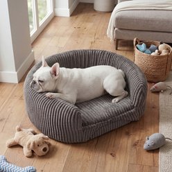 ATJafurn Cozy Couch with Corduroy Removable Cover Orthopedic Bolster Dog Bed, Grey, Large