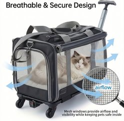 FURDEAR Foldable 4 Wheel Rolling Collapsible Travel Bag Cat Stroller, 18.5 x 11.81 x 15.35-in, Pink slide 2 of 7