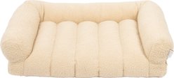 SportPet Designs Quilted Sherpa Sofa Style Bolster Dog & Cat Bed Lounger, Tan, Medium: 30 x 22 x 7.5-in