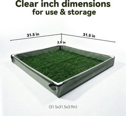 Pawtasy Grass Dog Potty Pad Holder & Litter Box, Green, 31.5 x 31.5-in slide 2 of 8