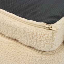SportPet Designs Quilted Sherpa Sofa Style Bolster Dog & Cat Bed Lounger, Tan, Large: 35 x 25.5 x 8-in slide 2 of 9