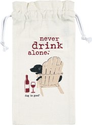 Dog is Good Never Drink Alone Dog Wine Bag, Antique White, 6.25 x 13-in