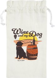 Dog is Good Wine & My Dog Wine Bag, Antique White, 6.25 x 13-in