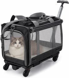 FURDEAR Foldable 4 Wheel Rolling Collapsible Travel Bag Cat Stroller, 18.5 x 11.81 x 15.35-in, Black