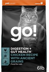 Go! Solutions Digestion + Gut Health Chicken Recipe with Ancient Grains Dry Cat Food, 6-lb bag