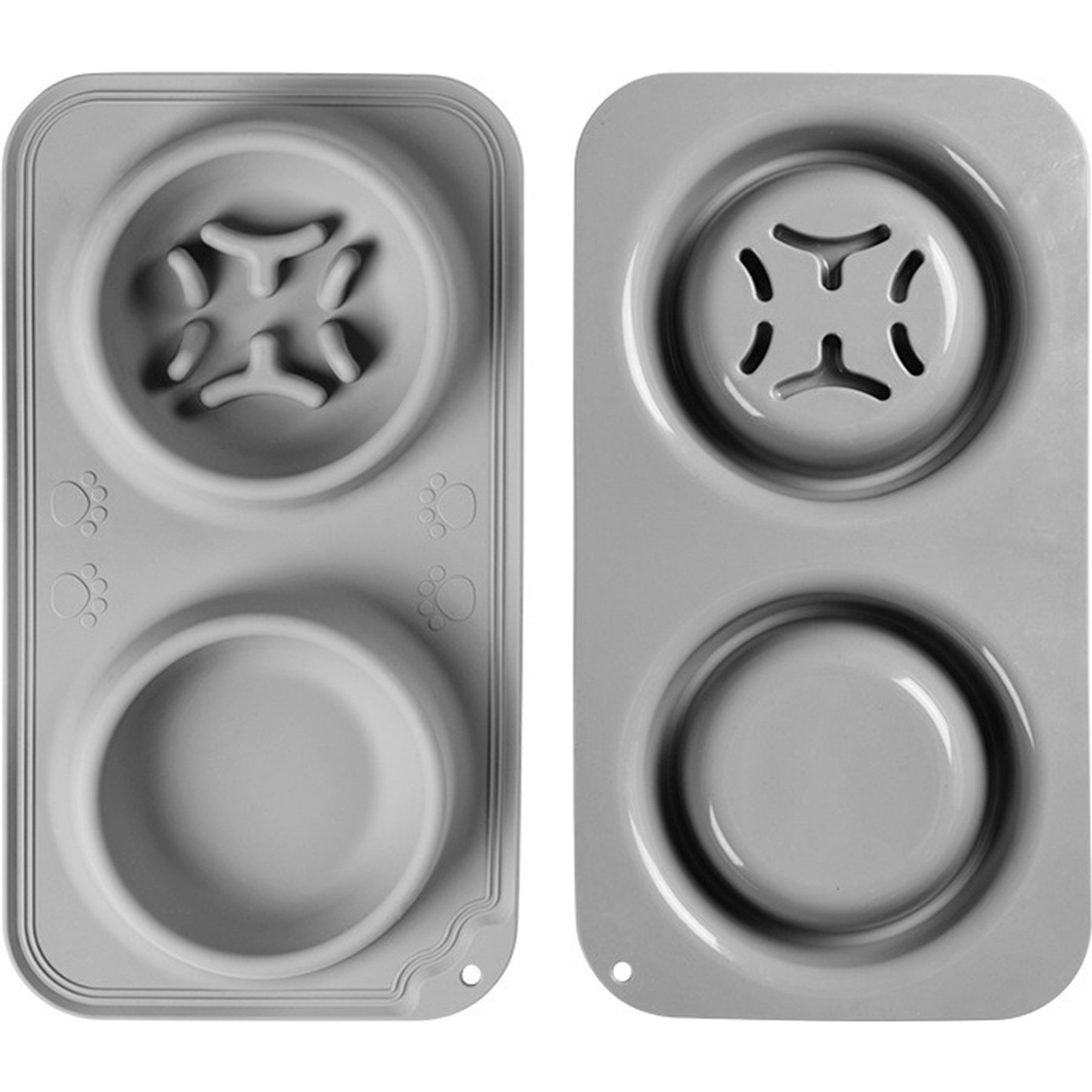 Pawtasy Slow Feeder No Spill Mat Silicone Dog Bowl, 15 x 8 x 1.2-in, Light Grey
