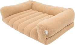 SportPet Designs Quilted Sherpa Sofa Style Bolster Dog & Cat Bed Lounger, Brown, Large: 35 x 25.5 x 8-in