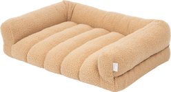 SportPet Designs Quilted Sherpa Sofa Style Bolster Dog & Cat Bed Lounger, Brown, Medium: 30 x 22 x 7.5-in slide 1 of 9