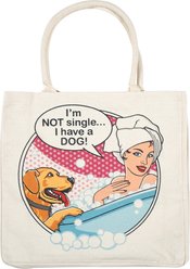 Dog is Good Not Single Canvas Dog Tote Bag, Antique White, 16 x 16-in, 21-L