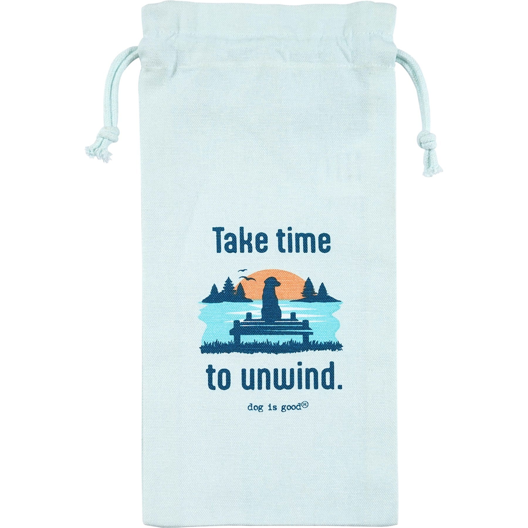 Dog is Good Take Time to Unwind Dog Wine Bag, Antique White, 6.25 x 13-in
