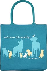Dog is Good Diversity Welcome Canvas Dog Tote Bag, Blue, 16 x 16-in, 21-L