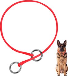 BARKBAY Competition-Style Ultra-Slim P/Q Loop No Pull Martingale Reflective Dog Collar with Stainless Steel Ring, Red, 27.5 to 29.5-in neck, 3/8-in wide