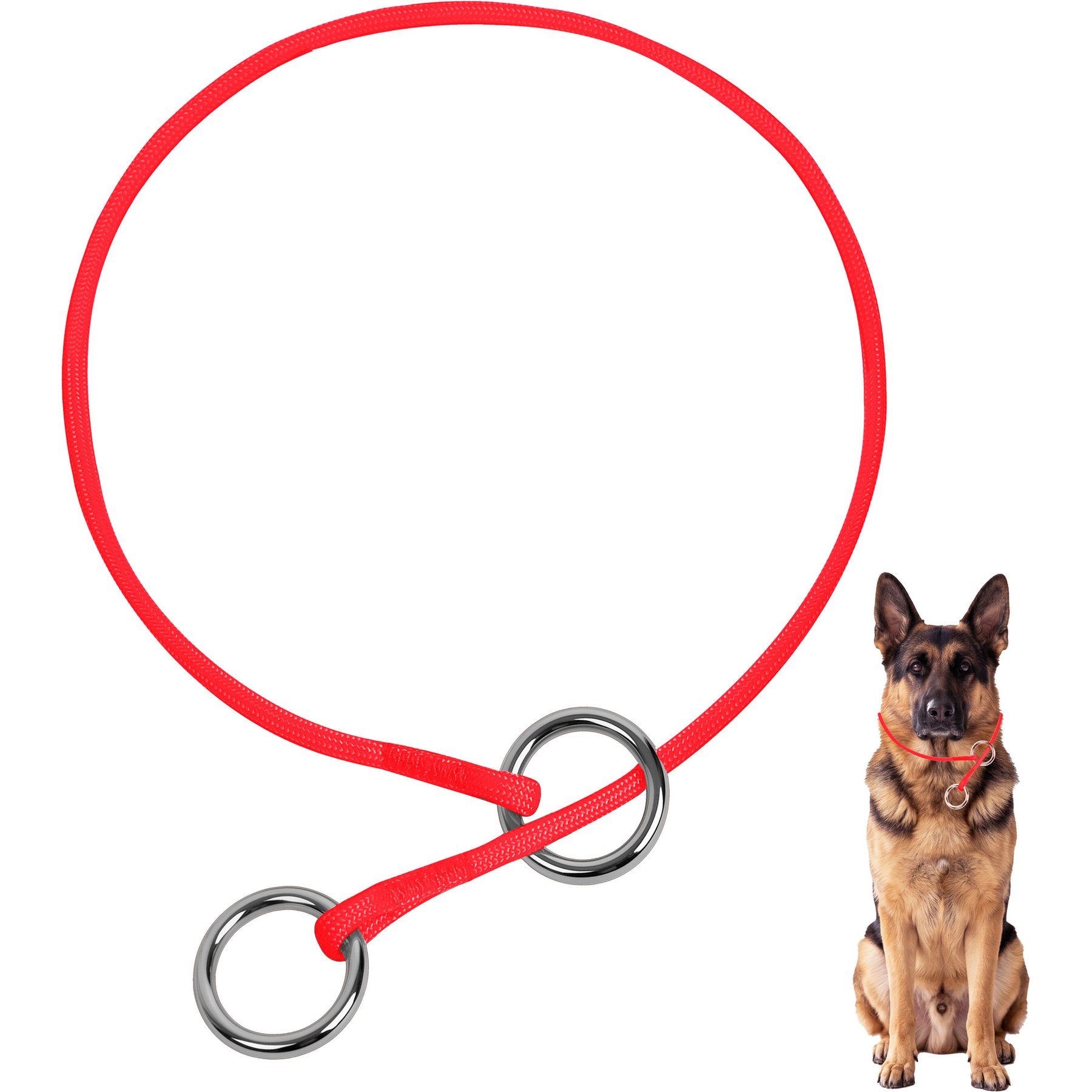 BARKBAY No Pull Slip Stainless Steel Ring Dog Training Collar, Red, 17.5 to 19.5-in neck, 3/8-in wide