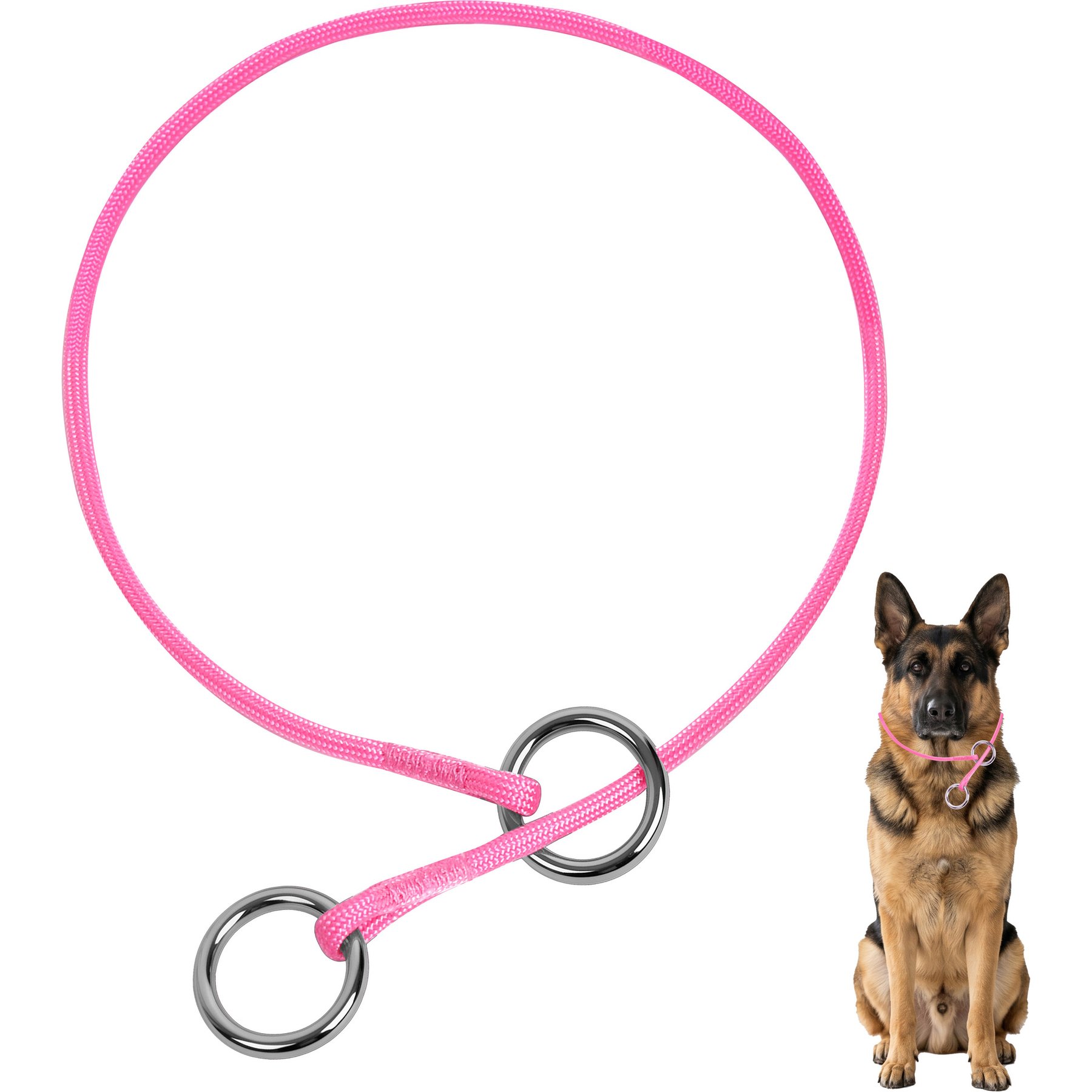 BARKBAY No Pull Slip Stainless Steel Ring Dog Training Collar, Pink, 23.5 to 25.5-in neck, 3/8-in wide