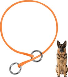 BARKBAY Competition-Style Ultra-Slim P/Q Loop No Pull Martingale Reflective Dog Collar with Stainless Steel Ring, Orange, 27.5 to 29.5-in neck, 3/8-in wide