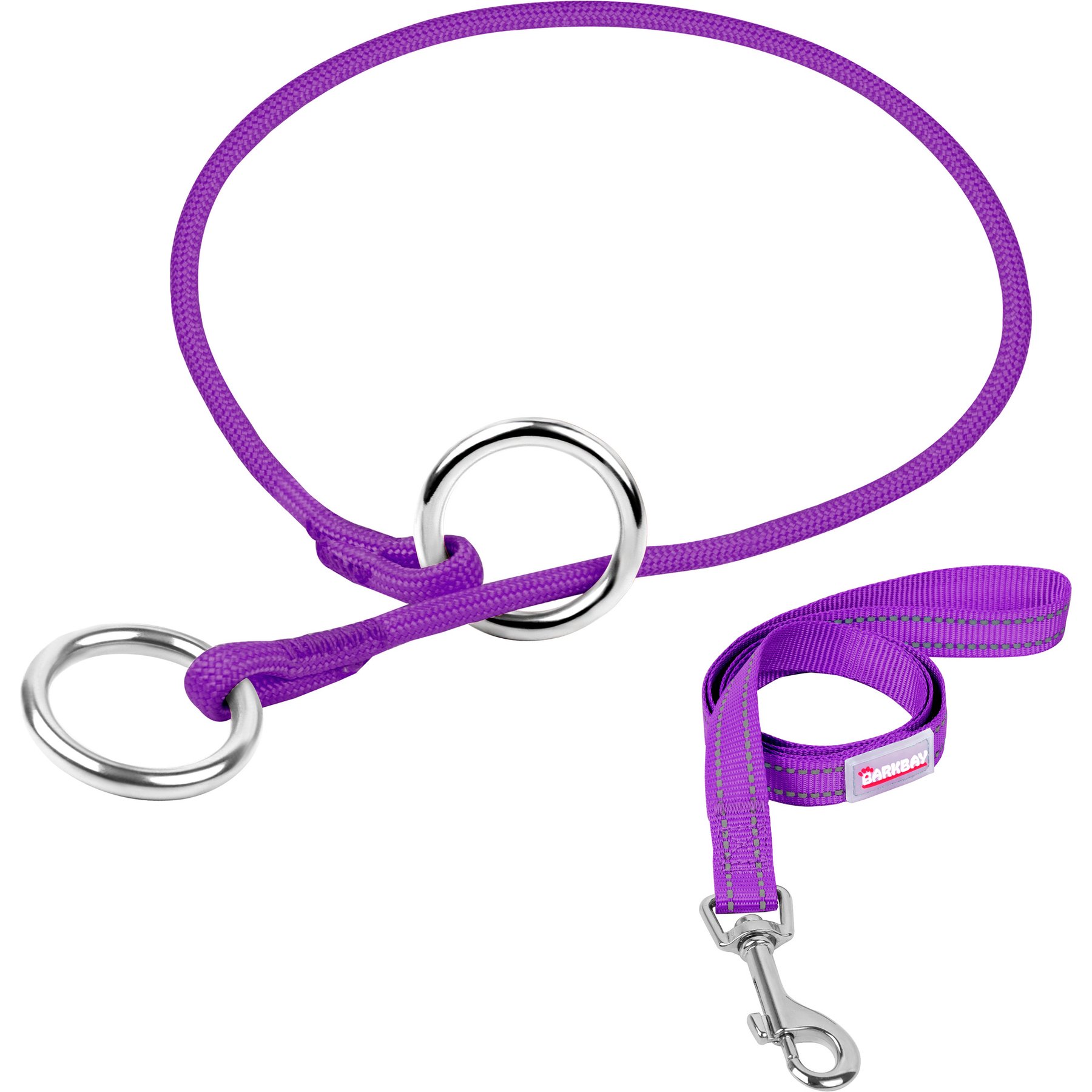 BARKBAY Slip Lead for Dog Collar & Leash, Purple, 23.5 to 25.5-in neck, 3/8-in wide