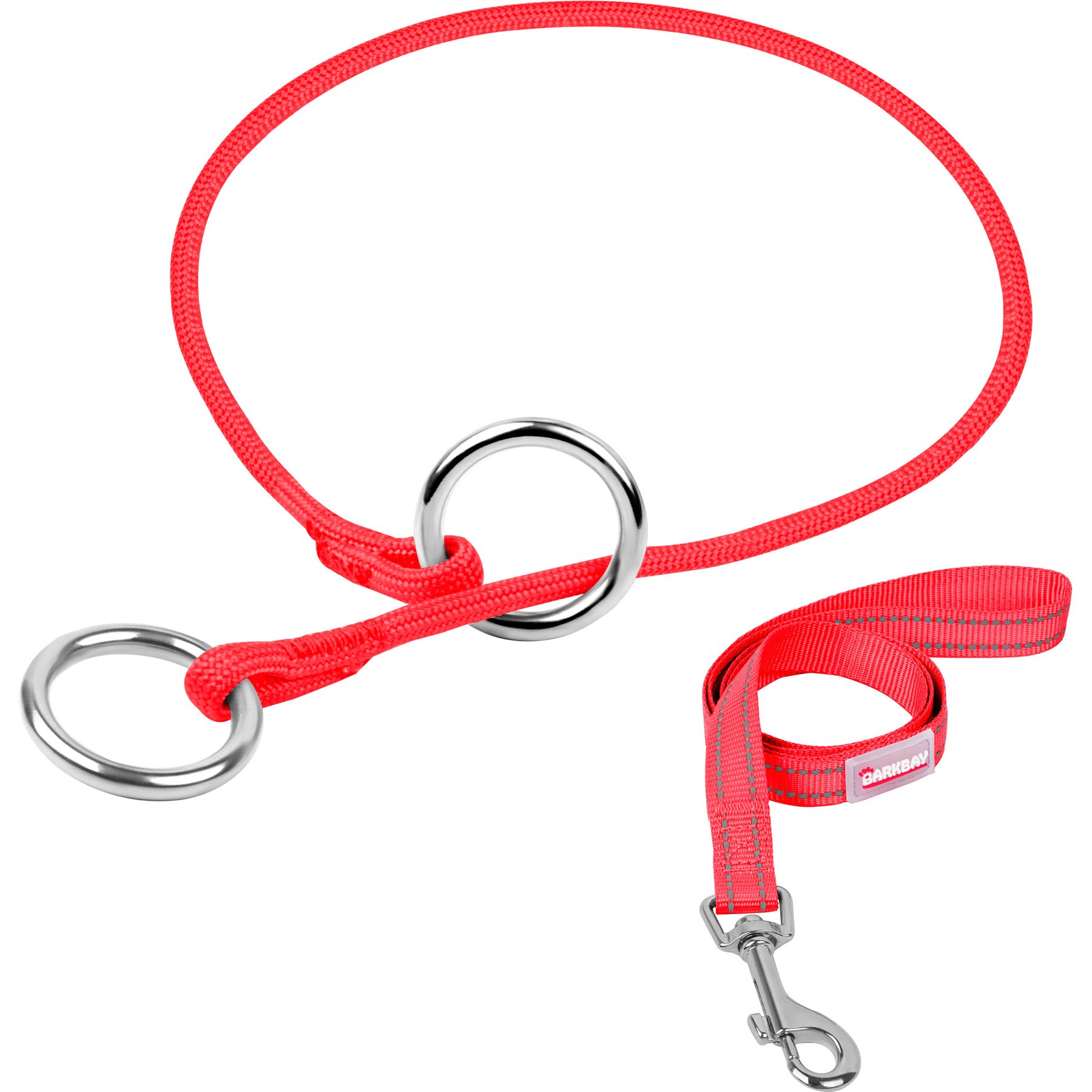 BARKBAY Slip Lead for Dog Collar & Leash, Red, 13.5 to 15.5-in neck, 3/8-in wide