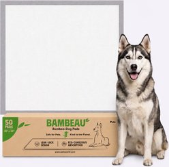 PetsWorld Eco-Friendly Bamboo Unscented Dog Training & Potty Pads, Gray, 36 x 36-in, 50 Count